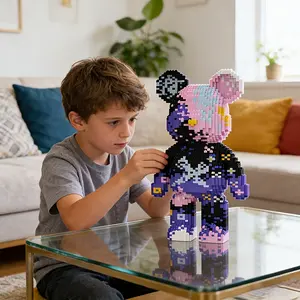 Sparkling Starry Sky Lucky Bear 3D Puzzle Building Blocks Versatile Decor, Home Office Shelf Decor, Party and Living Room Display