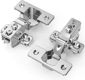 50 Pack 1/2" Overlay Soft Close  Frame  Frameless Hinges, Stainless Steel Quiet 3D Concealed for Kitchen Door, 105 Slow Smooth Hardware Replacement, Self Closing , Satin Nickel
