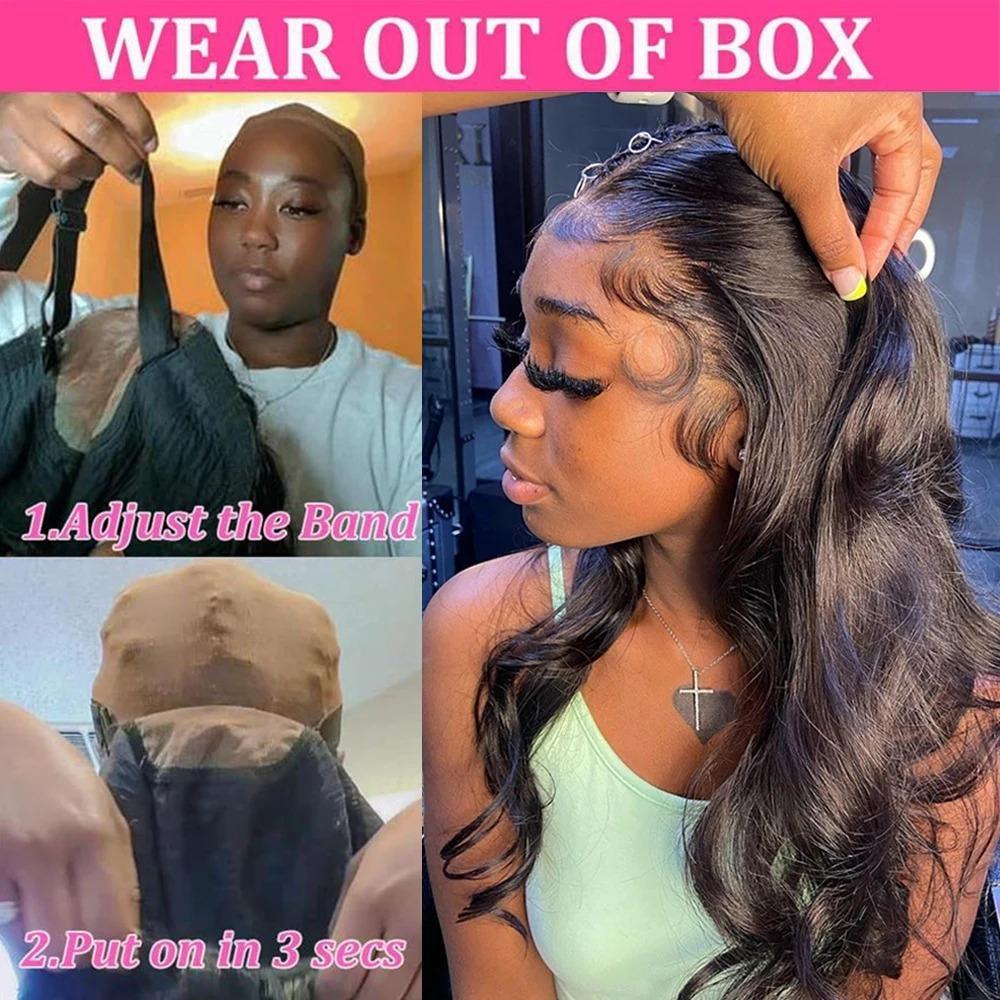 Bling Hair 6x4 9x6 Glueless Wigs Human Hair Pre Plucked Pre Cut Body Wave 13x4 13x6 Transparent Lace Front Wigs Human Hair 180% Put on And Go Glueless Wig For Black Women