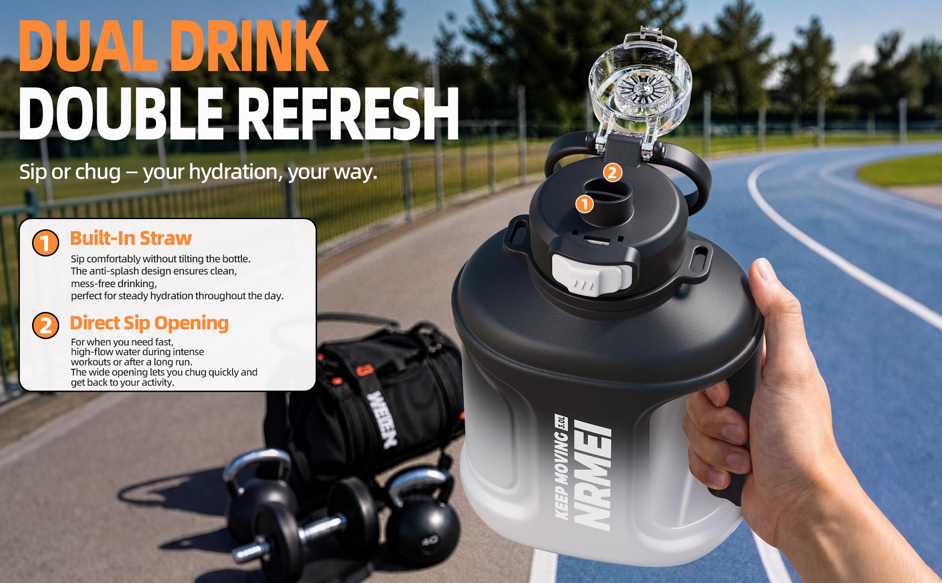 Unisex 100oz Leak-Proof Sports Water Bottle with Multi-Use Flip Top Cap (Straw, Chug, 1-Touch Flip), Safety Lock, Wide Mouth, Handle, Strap, Adjustable Shoulder Strap, Pre Workout, Athlete Life, Black and White Gradient, Camping Unisex 100oz Leak-Proof Sports Water Bottle with Multi-Use Flip Top Cap (Straw, Chug, 1-Touch Flip), Safety Lock, Wide Mouth, Handle, Strap, Adjustable Shoulder Strap, Pre Workout, Athlete Life, Black and White Gradient, Camping