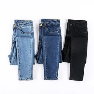 High Waist Jeans Women's Long Pants Plus Size Stretch Skinny Thin Ankle Tight Pencil Pants rise casual hem denim with risen streetwear ripped spring for women curvy fit leather waisted perfect sweat 2025 cargo washed Womenswear Bottom
