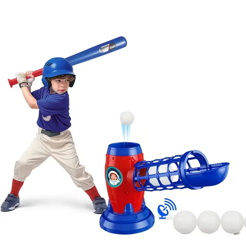 Kids Baseball Trainer Set (Ages 5+), AA Battery-Required Auto Launcher Pitching Stand, Lightweight Bat, 10 Balls, Beginner-Friendly Outdoor Toy for Boys & Girls, Ideal Birthday/Halloween Backyard Gift for Coordination, Batting & Abs Skills, Christmas, Kid