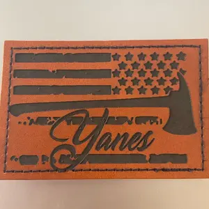 Engraved Fireman Leather Patch