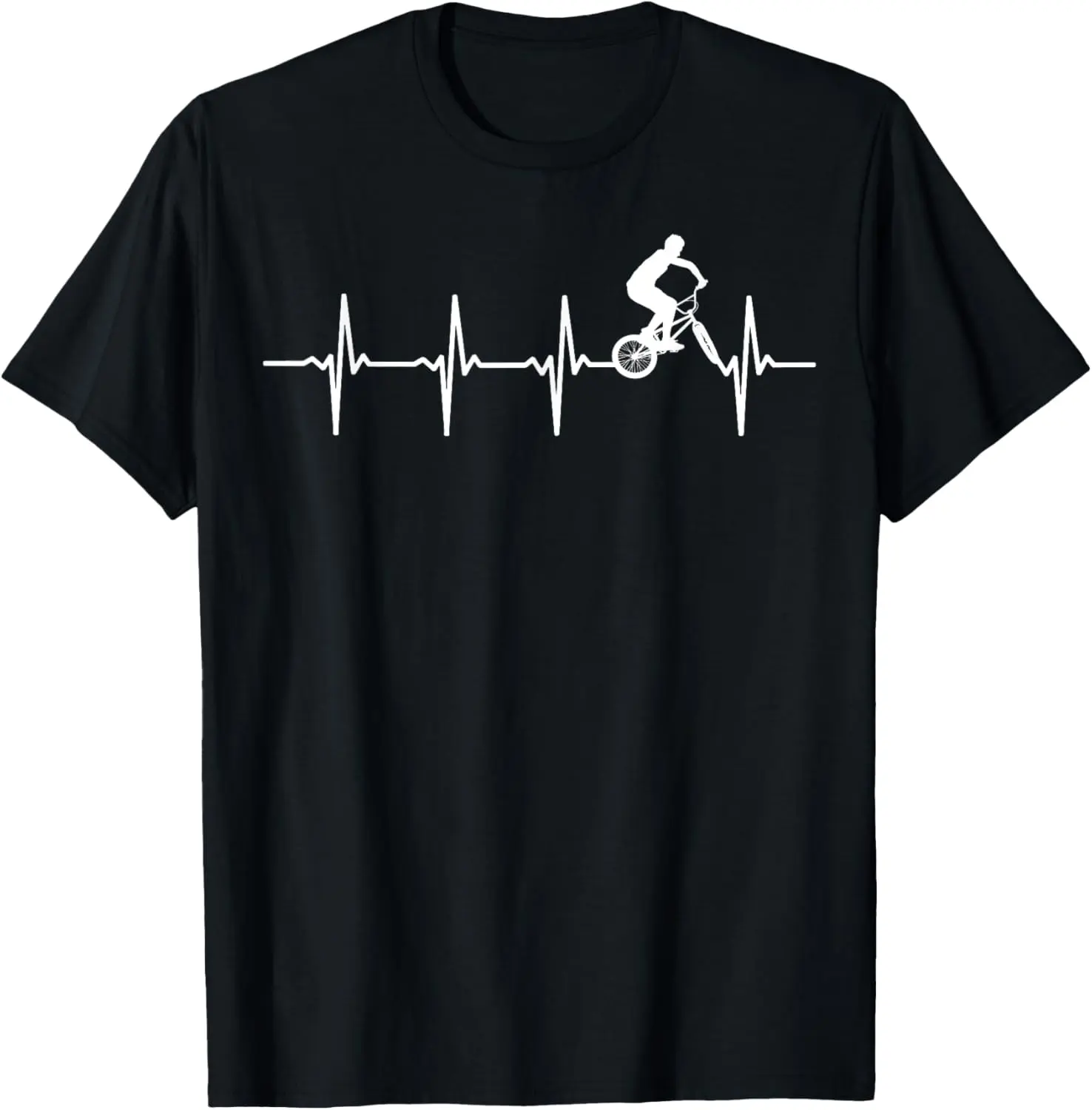 Women's Vintage BMX Heartbeat Graphic T-Shirt, 100% Cotton Distressed Streetwear Top for Casual Everyday Wear