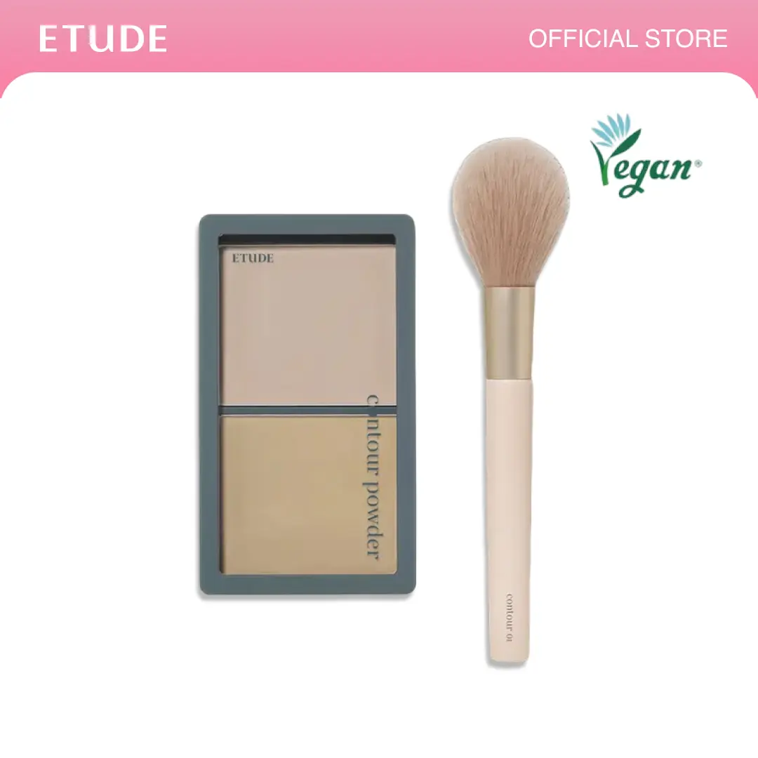 [ETUDE Official] Contour Powder #03(Illuminator) & Brush Set | Bronzing Contour | Easy to Use K-Beauty Contour Kit | Long Lasting Natural Look | Natural Shadow Contour