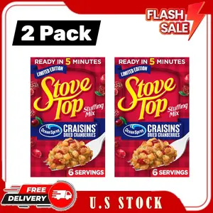 2 Packs Cranberry Stuffing Mix, 6 oz Box, Limited Edition Holiday Side Dish, Savory & Sweet Dried Cranberries, Quick 5 Minute Prep