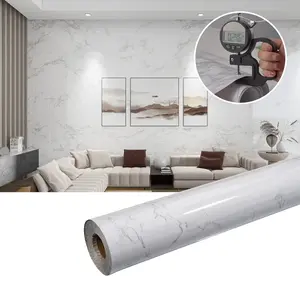 Self-Adhesive Glossy Marble Wallpaper Roll, Waterproof Oil Resistant, Easy Install DIY Home Decor, Kitchen Backsplash Bathroom Furniture