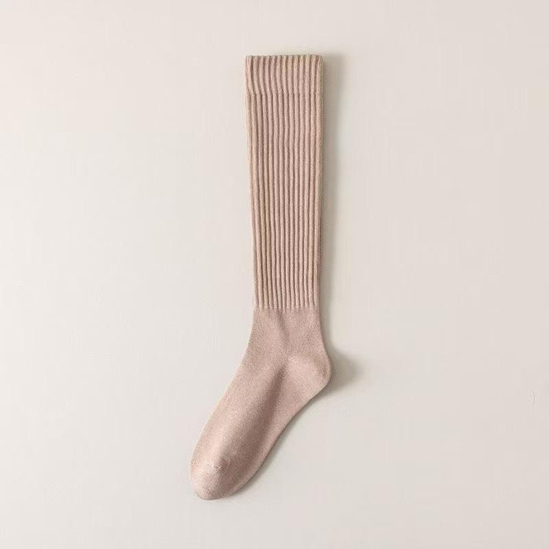 5-Pair Compression Calf Socks, Women's Vertical Stripe Solid Color Calf Socks, Versatile Slouch Socks