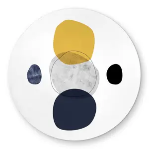 Begin Home Decor C1COAR55DDHDQP 5 x 5 ft. Spheres - Yellow Bestselling Round Outdoor Area Rug for Home Decor