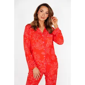 Florals in Poppy Red Long Sleeve & Pant Pajama Set