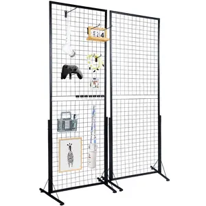 SucceBuy Grid Wall Panels Tower Wire Gridwall Display Racks Double Side Gridwall Panels for Art Craft Shows Retail Shop w/ Hooks