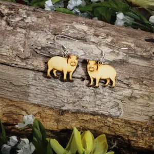 Capybara Wooden Dangle Earrings | Cute Animal Jewelry
