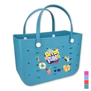 Large EVA Beach Bag for Women & Men X-Large Travel Tote Bag Waterproof Stain Resistant Lightweight Rubber Bag Perfect for Beach Boat Pool Easy to Clean