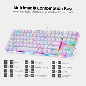 USB Wired Mechanical Keyboard RGB Backlight PC Gaming Keyboard for WIN 2000