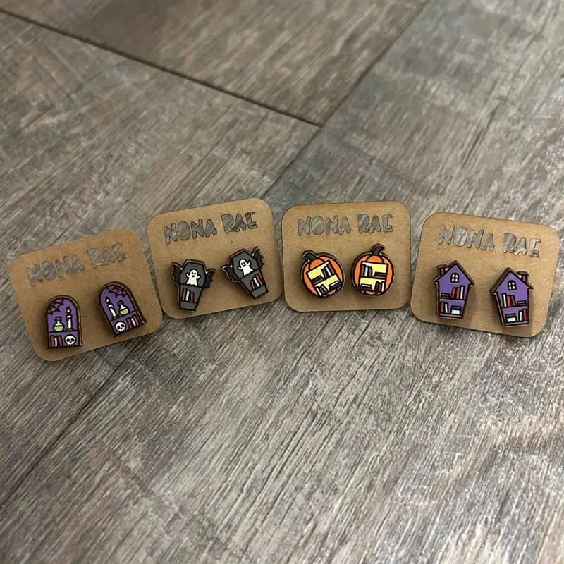 Spooky Bookshelf Earrings – Bookish Halloween Earrings