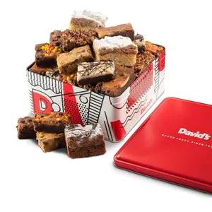 David's Cookies Assorted Brownies & Crumb Cake Gift Tin 3Lbs - Delicious, Fresh Baked Snacks, Gourmet Chocolate Fudge Slices, Brownies Gift Basket - Ideal Gift for Superbowl & Other Special Occasions