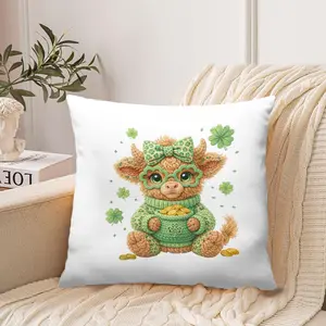 LuoYiJia Throw Pillow Covers with Cute St. Patrick's Day Crochet Style Calf Decorative Cushion Covers, Perfect to Rustic Decoration Gift Farmhouse Sofa Couch Bed Decor Living Room Sofa Farmhouse Decor