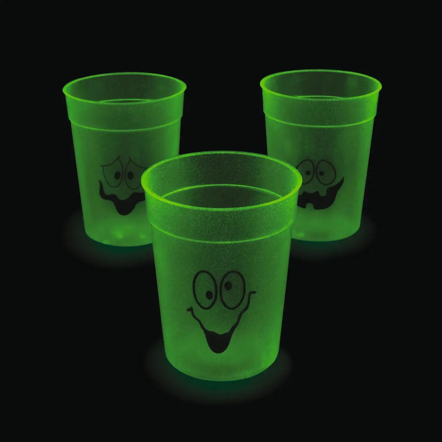 10oz Glow-in-Dark Spooky Halloween Plastic Cups - 12 Pc., Kitchen Drinkware for Festive Dinner Parties, Movie Nights, Gifting