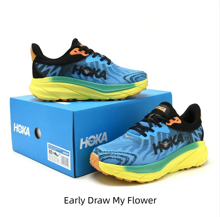 Vibrant multi-color running shoes own resilient thick midsoles to absorb impact steadily during tempo runs and long-distance race training sessions