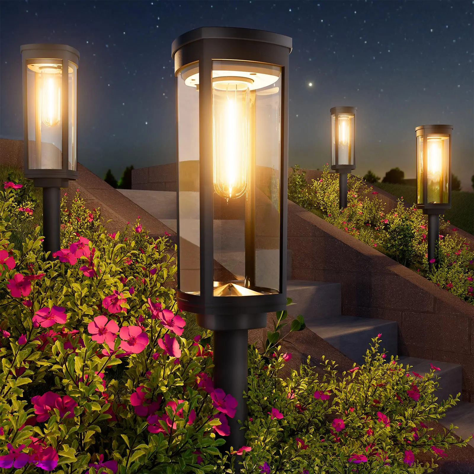 (Live Stream Exclusive）Solar outdoor lights,Elegant Solar Pathway Lights Modern Luxury | Auto On/Off & Waterproof | For Garden, Yard & Driveway,solar outdoor lights,Solar Floor Lamps Outdoor Lights,Decorative,Rechargeable,solar lights,lights,light