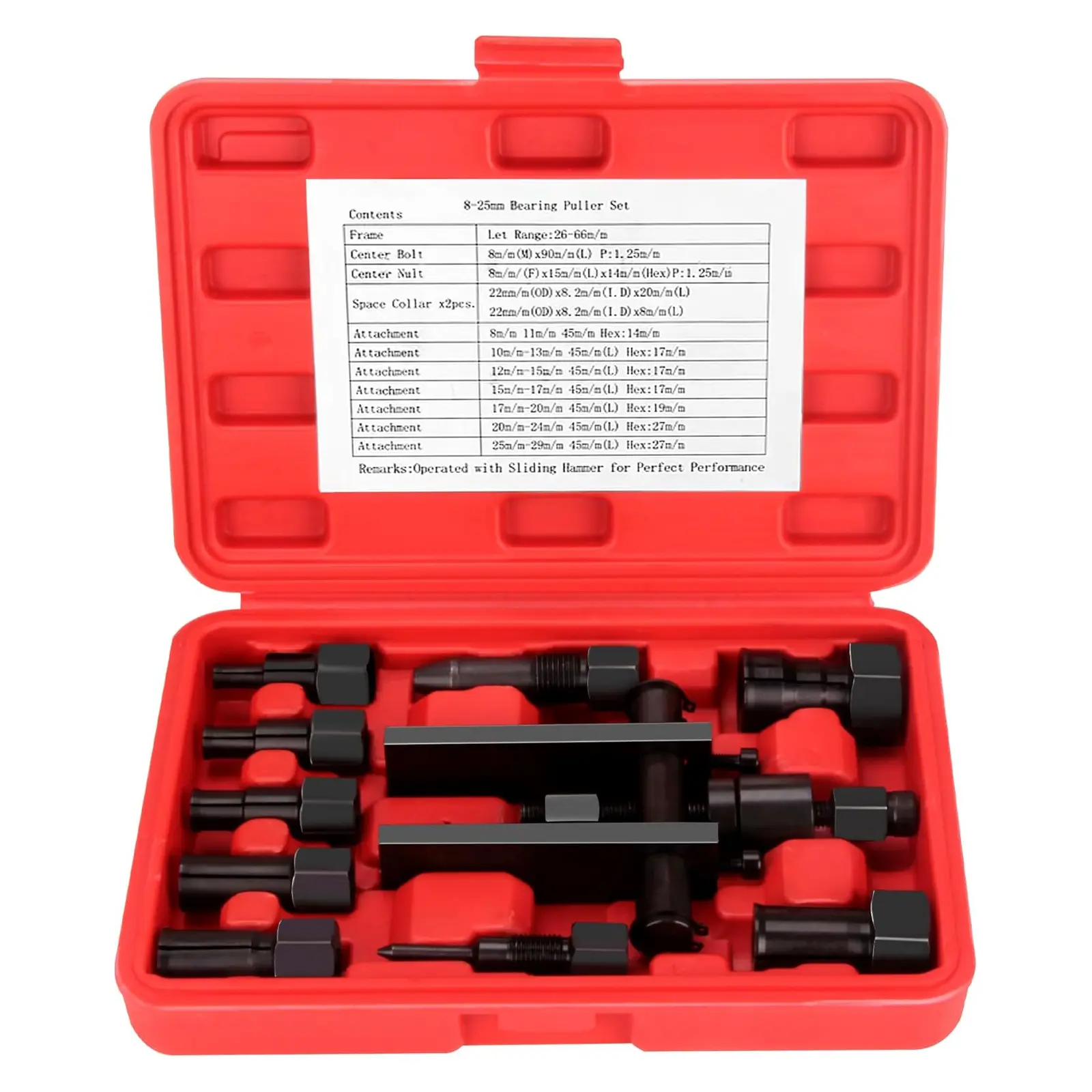 10-Collet Motorcycle Wheel Bearing Puller Kit (8-25mm) | Heavy-Duty Blind Hole Inner Bearing Extractor Set | Damage-Free Wheel Hub Bearing Removal Tools for Motorcycles, ATVs, Scooters
