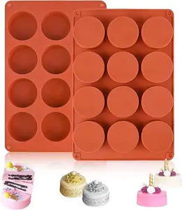 Round Chocolate Cookie Molds, 2PCS Cylinder Silicone Mold for Chocolate Covered Oreos, Cake, Candy, Pudding, Mini Soap