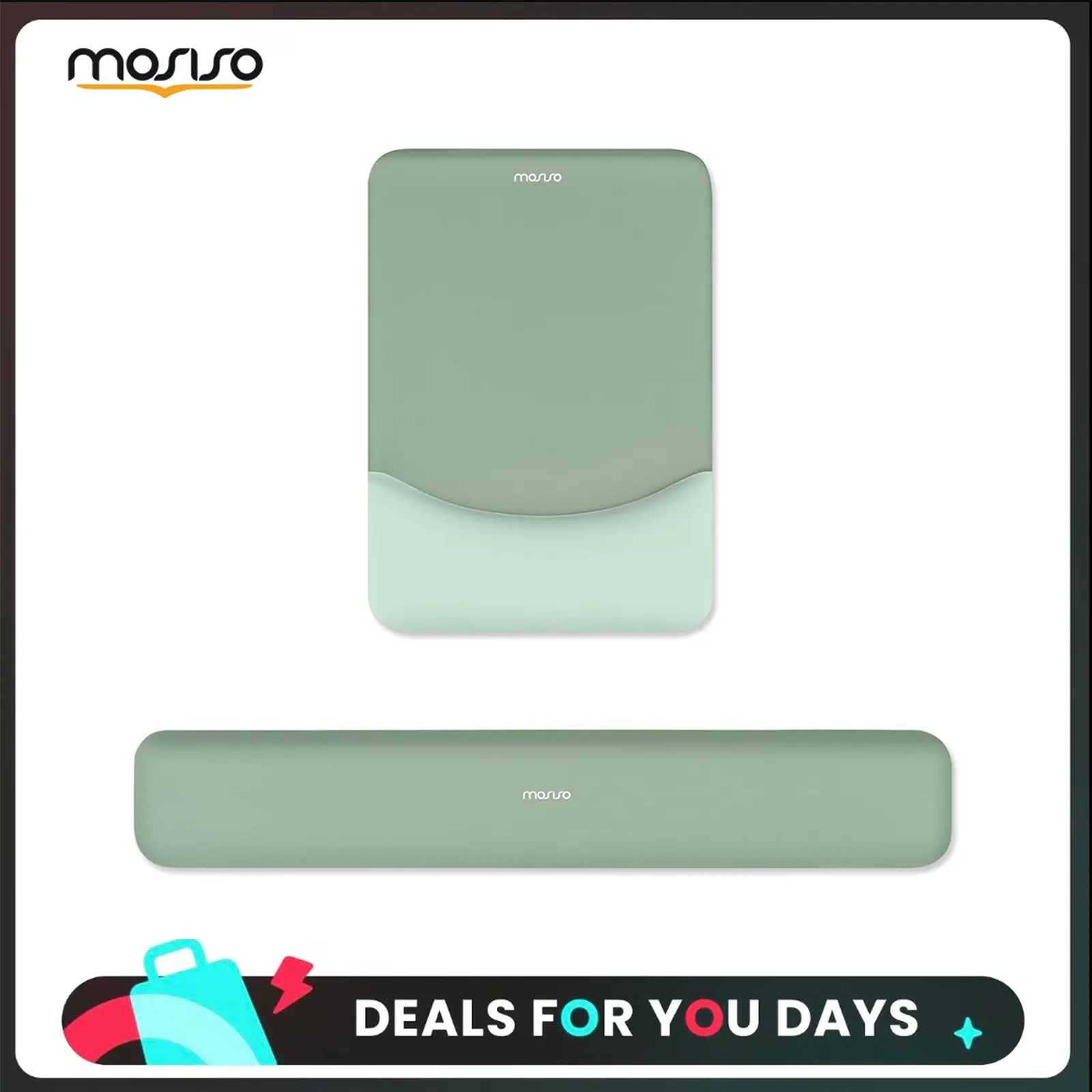MOSISO Ergonomic Wrist Rest Support Set - Office Accessories, Rectangular Mouse Pad & Keyboard Pad with Neoprene Cloth, Raised Silicone Lining, Non-Slip Base for Home/Office Pain Relief & Easy Typing