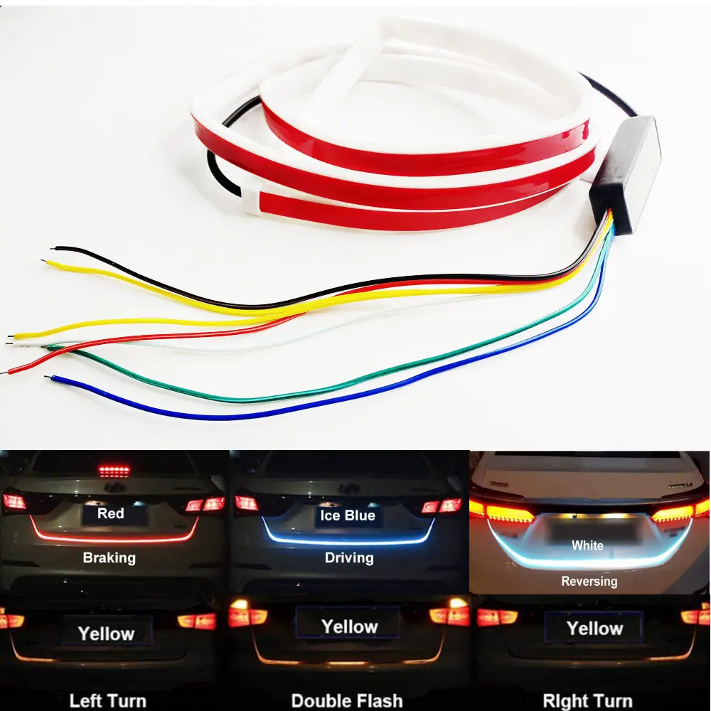 AkiHalo 48 inch LED Tailgate Light Bar Strip Light for Trunk Truck Tailgate Tail Brake Turn Signal Light Flow Type DC 12V (1.2M, 4 Color)