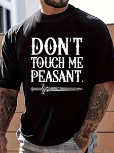 100% Cotton Renaissance Festival Joke Pun - Don't Touch Me Peasant T-Shirt Women's Men's Graphic Tee Crew Neck summer vacation Tops