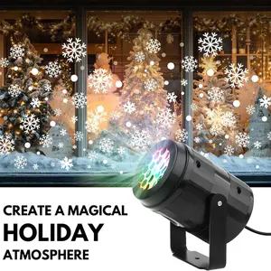 Winter Snowflake Projection Lamp USB Rotating LED Night Light, Christmas Festival Stage Atmosphere Light for Home Bar KTV Party Decoration