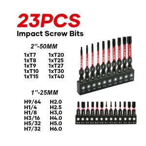 23 Pcs Industrial Screwdriver Bits Set, Premium S2 Alloy Steel, Impact And Wear-Resistant, Anti-Slip Magnetic Internal Hex/Torx Screwdriver Bits Set, Corrosion-Proof, 1/4" Shank With Black Base, For Crafts, Forestry, Woodworking, Offices, And DIY Use