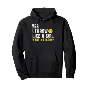 Men'S Hoodie 250g 50%Cotton + 50% Cotton - Funny Softball Hoodie For s, Throw Like A Hoodie
