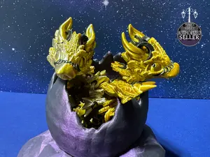 3D Printed Baby Lunar Dragon Figurine with Funfetti and Rainbow Colors