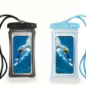 Single Waterproof Phone Case, Dry Bag Fits Devices Up to 7.2 Inches, Available in Blue and Black. Waterproof Design Ideal for Beach, Vacation, Surfing, Swimming and Boating. Compatible with iPhone and Most Smartphones.