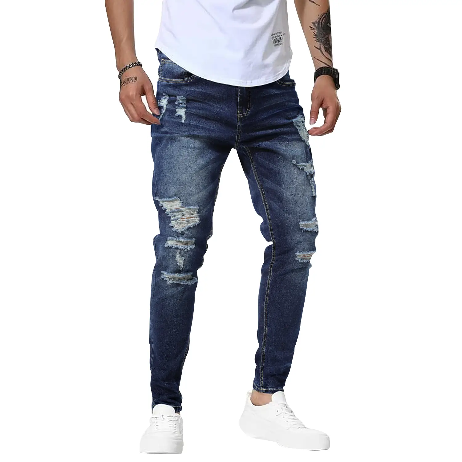 TUREFACE Mens Jeans Slim Fit Skinny Denim Stretch Tapered Jean Pants