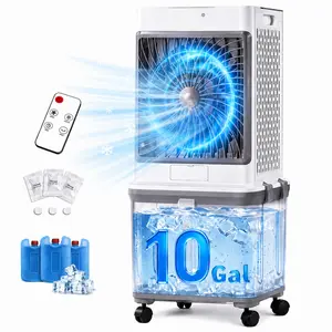 KTO 10Gal Evaporative Air Cooler Fan & Humidifier & Air Cooling &Essential Oil,2500CFM Portable Cooling Fan,3Speeds,7H Timer,Smart Remote,Swamp Cooler Air conditioner for House,Bedroom,Outdoor Camping Vlogging Kit