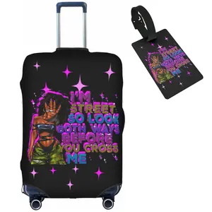 Travel Suitcase Protector African American Woman Elastic Protective Washable Luggage Cover With Concealed Zipper Suitable For 18-32 Inch