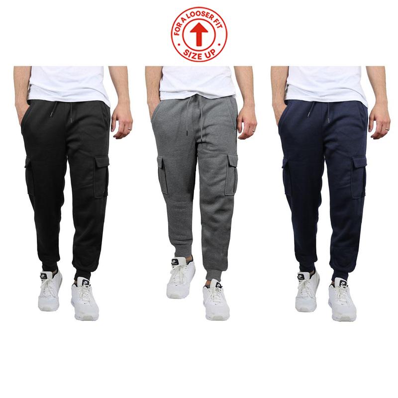 Men's 3 Pack Fleece Active Athletic Jogger Sweatpants with Drawstring Sizes S-2XL Breathable