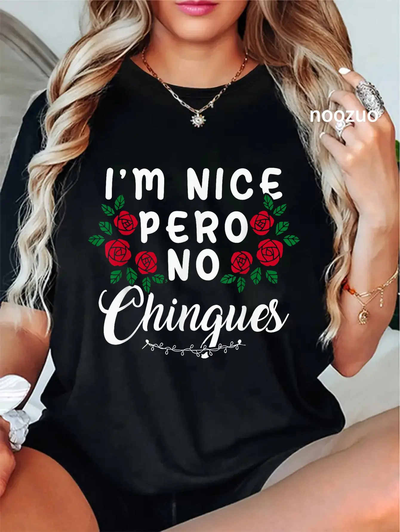 100% Cotton I'm Nice Pero No Chingues Funny Latina Hispanic Mom Spanish T-Shirt