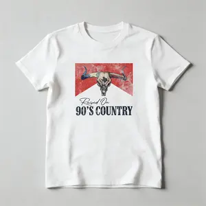 Women's 90s Classic Unisex T-Shirt, Bull Skull Graphic Retro Western Desert Print, Loose Relaxed Fit Round Neck Shortsleeve Breathable CVCC Crop Top, Multi-Size Casual Streetwear for Spring Summer Sports & Outdoor Use