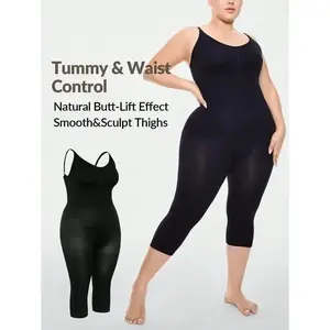 Plus Size Seamless Jumpsuit Full Body Shaper Bust&Butt Lifter With Adjustable Straps-Tummy Waist Thigh Control Shapewear Nightwear