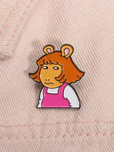 Arthur DW Side Eye Enamel Pin 90s Cartoon Anime Girl Metal Brooch Lapel Backpack Badge Fashion Jewelry Accessories Gift for Friends