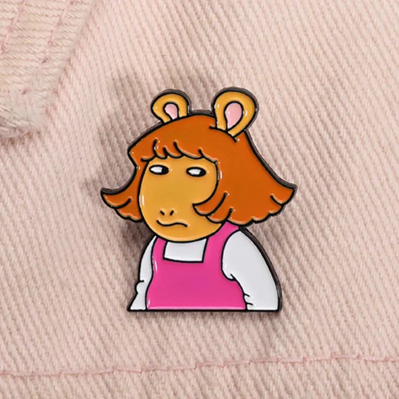Arthur DW Side Eye Enamel Pin 90s Vintage Cartoon Anime Girl Alloy Metal Brooch Pins Lapel Backpack Badge Fashion Jewelry Accessories All Season Wear Gift for Friends Fashion Accessory