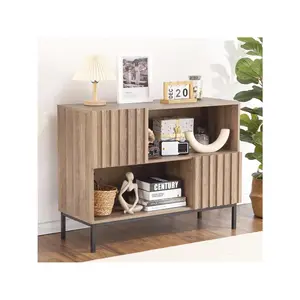 Entryway Table With Storage, Farmhouse Entrance Console Table Sideboard Buffet Cabinet With Storage Shelves And Metal Legs, Sofa Table Accent Cabinet For Living Room Hallway