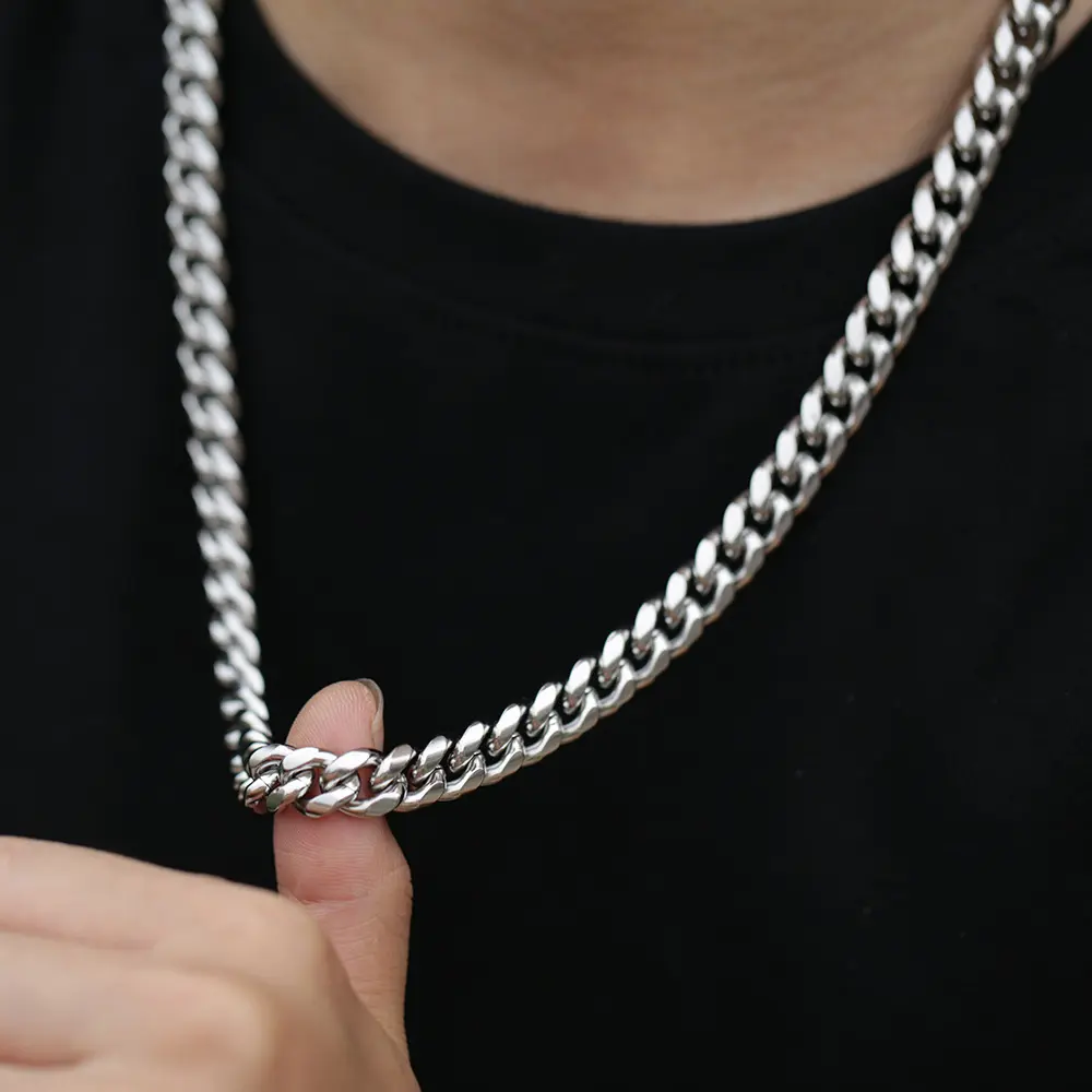 Stainless Steel 10mm Italian Miami Cuban Link Chain Necklace for Men & Boys TrendyMinimalist Chunky Chain Jewelry Gift