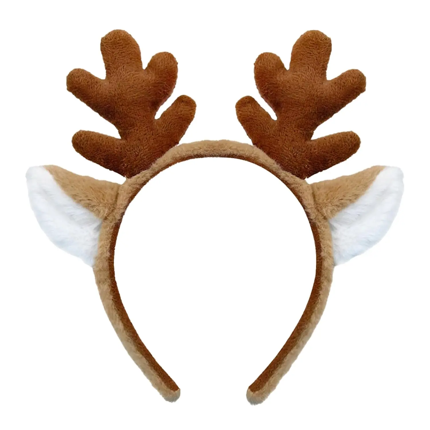 Reindeer Antlers Headband - Animal Ears Headbands Fluffy Realistic Deer Antler Hairband Party Cosplay Costume Washing for Christmas Halloween