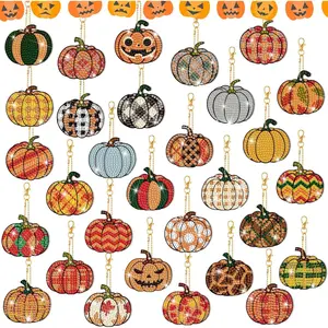 30 count Double Sided Halloween  Art  Ornaments DIY Halloween Pumpkin  Painting  Kits for Adults Key Ring Art Pendant Tree Decor
