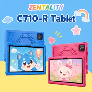 ZENTALITY 10.1" Kids Tablet Android 15, 30GB RAM 64GB ROM Octa-Core Processor, Toddler Tablet with Drop-proof Case & Stand, 8000mAh WiFi 6 Dual Camera Tablet for Kids Gift