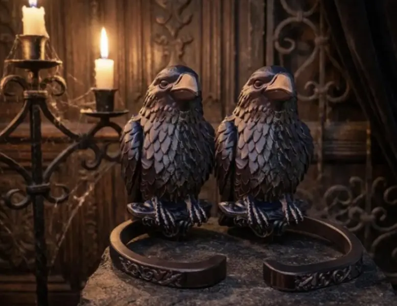 Gothic Raven Curtain Holders (Set of 2)