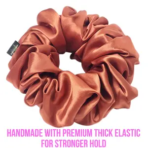 mymessybun | Oversized Satin Scrunchie in Terracotta Handmade with Thick ElasticsSatin